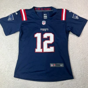 Nike Jersey Boys XL Blue Tom Brady New England Patriots NFL #12 Football Shirt - Picture 1 of 12