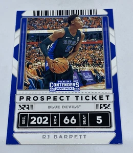 2020 Panini Contenders Draft Prospect Ticket #12 RJ Barrett Duke Blue Devils - Picture 1 of 2