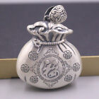 Pure 999 Fine Silver Money Bag Pendant Women Men Many Blessing Lucky 2.28inchH
