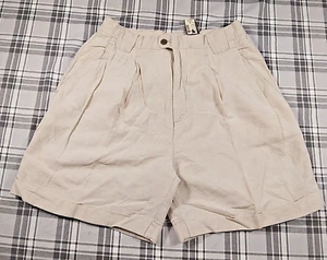 Venezia Chinos Women Linen/Cotton Beige Casual Shorts Cuffed Stretch Waist sz 16 - Picture 1 of 7