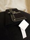 NWT MINICCI Womens Ladies Tri fold Wallet Clutch Check Black Faux Leather Trim