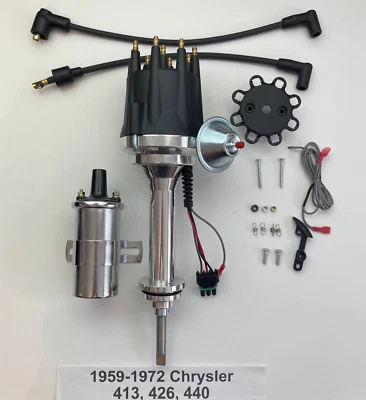 small cap CHRYSLER 1959-78 413 426 440 ELECTRONIC HEI Distributor + CHROME COIL  - Image 1 of 3
