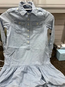 polo ralph lauren light blue denim dress with ruffles girl's 7 - Picture 1 of 6