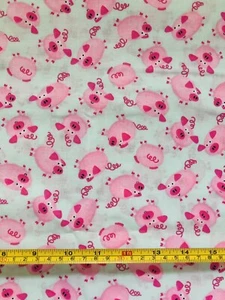 Pig Farm Animals Baby Blue Quilt Fabric 100% cotton 18"x21" Fat Quarter - Picture 1 of 1