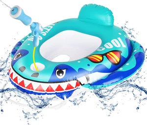 Shark Pool Floats Kids with Water Gun Inflatable Pool Floaties for Toddlers 3-5 - Picture 1 of 12