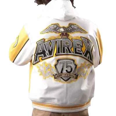 Chaqueta de bombardero Avirex Aviator King 75 para hombre, chaqueta de cuero amarilla de moda 1975 Foto 1 de 3