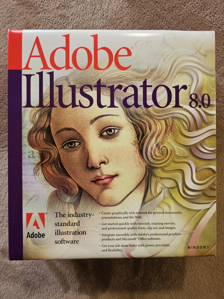 Adobe Illustrator 8.0 versão Windows com discos, número de série e manual.  - Imagem 1 de 1