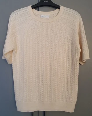 Size 14 Cream Soft Cable Knit Short Sleeve Jumper Top ! - Image 1 of 3