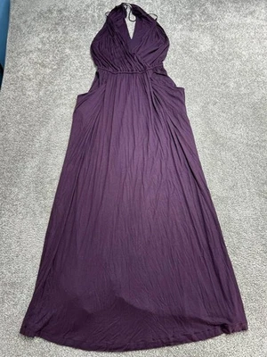 Vestido Theory Fit And Flare para mujer mediano púrpura cuello halter plisado sin mangas Foto 1 de 4