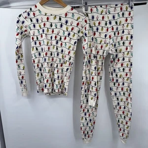 Hanna Andersson Pajamas Youth 14 Multicolor Christmas Lights Organic Cotton Set - Picture 1 of 8