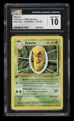 1999 Pokemon German Base Set 1st Edition Kakuna 33 CGC Graded 10 GEM MINT 33/102 - Image 1 of 2