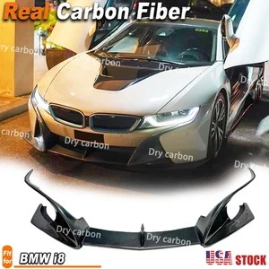 Real Carbon Fiber Front Bumper Lip Spoiler Splitter For BMW I8 i8 Coupe 2014-20 - Picture 1 of 11
