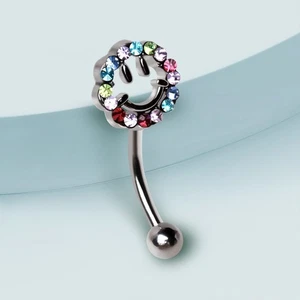 Augenbrauenring 316L Edelstahl bunt Smiley Gesicht - Bild 1 von 4