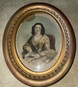 Marco de fotos vintage dorado ovalado dama victoriana 10 X 8 antiguo - Imagen 1 de 11