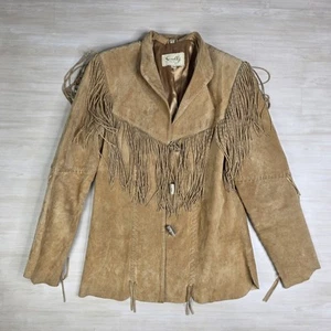 Scully Suede Leather Jacket jacket Fringe Dront Back Bone Toggle Close Size XS - Picture 1 of 11