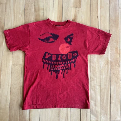 Rare Y2K Vintage Volcom Scary Clown Short Sleeve Red Graphic Shirt Size Medium - Image 1 of 4