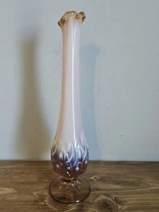 Fenton Glass Cameo Rootbeer Opalescent Bud Swung Vase LILY OF THE VALLEY 10.5" - Picture 1 of 8