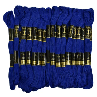 Anchor Thread Floss Cotton Crafting Blue Embroidery Cross Stitch,25 Skiens - Image 1 of 4