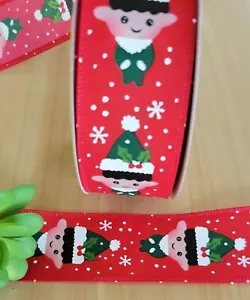 1,5 Zoll (5 Yards) verdrahtet Elfe Band Geschenk Schleife Kränze Handwerk Weihnachtsdekoration - Bild 1 von 2