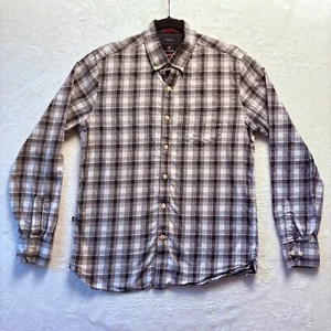 Victorinox Shirt Men Medium Gray Plaid Button Down Tailored Fit Long Sleeve - Picture 1 of 16