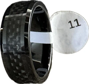 8 mm Wolframcarbid schwarz facettiert Ehering Ring Herren Schmuck Größe 11 - Bild 1 von 1