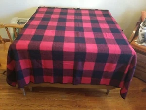 2 Marlboro Country Store Buffalo Plaid Wool Blankets 48” x 56” Red and Black - Picture 1 of 12