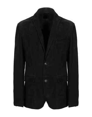 Blazer Abrigo Blazer Negro Gamuza Cuero Gamuza Suave Pura 2 Botones Hecho a Medida Foto 1 de 4