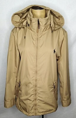 De Colección Mujer Ralph Lauren Polo Beige Cremallera Capucha Bomber Chaqueta de Lluvia Mediana Foto 1 de 4