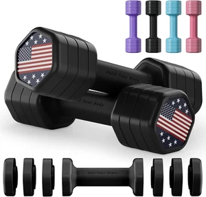 Adjustable Dumbbell Set of 2, 4 in 1 Hand Weights for Women at Home, 5 Lb Weight - Picture 1 of 12