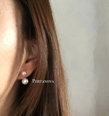 Orecchini 2way argento sterling 925 donna fatti a mano perle pearl earrings - Immagine 1 di 4