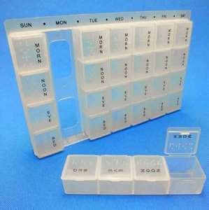 7 Days Pill Box Weekly/Daily Medicine/Tablet Storage/Organiser/Dispenser Monthly - Picture 1 of 2