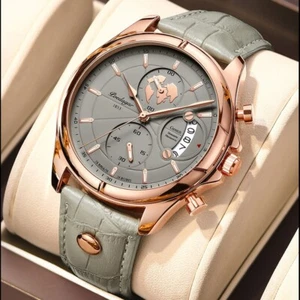 Herrenuhr Mode Leuchtend Leder Quarzuhren Wasserdicht Herrenarmbanduhr - Bild 1 von 17