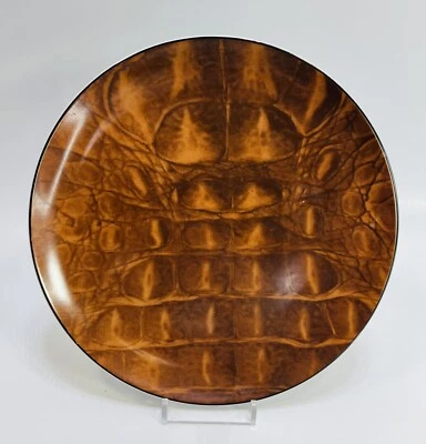 Dept 56 Safari 7 5/8" Salad Lunch Plate Brown Textured Alligator Print Disc. EUC - Image 1 of 4