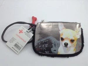 Girl's LONDON Silver Chihuahua Dog Wristlet Clutch - $24 MSRP - Picture 1 of 4