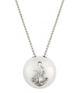 NIB Versace Nautical Anchor Logo Large Silver Sphere Round Pendant Necklace $975 - Picture 1 of 24
