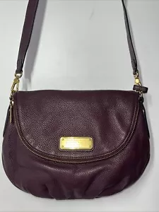 Marc By Marc Jacobs Maroon Pebbled Leather Flap Crossbody Purse Size Medium - Picture 1 of 24
