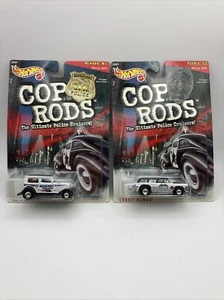 Lot Of 2 Hot Wheels Cop Rods ‘32 Sedan Delivery NJ Police Real Riders & Nomad - Picture 1 of 4