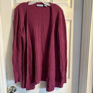 Gene Meyer Open Front Cardigan Womens Size Large 100% Cashmere Pink Rose Color - Picture 1 of 7