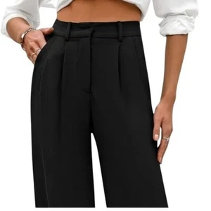 ANN TAYLOR NUEVO Pantalones al Tobillo Negros Cintura Alta Pierna Ancha Plisados Negocios Informales 8 - Imagen 1 de 7