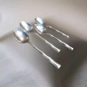 Bamboo Pattern Unbranded Stainless Mixed Lot Teaspoons 2 & 2 Tablespoons - Picture 1 of 14