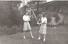 1940'S Girls Play Fight Baseball Ball Sledge Hammer Funny Bw Photo Young Women