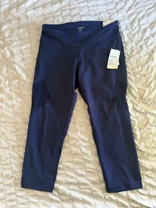 Old Navy Active Crop Compression Leggings Mesh Accents Mid-Rise Navy Size L - Picture 1 of 7