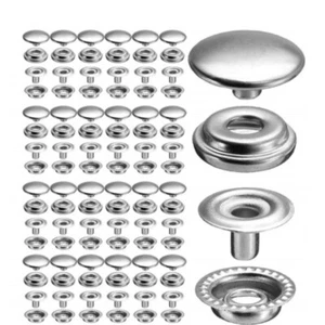 100Pc Stainless Steel Snap Fastener Press Stud Cap Button Marine Boat Canvas Set - Picture 1 of 7