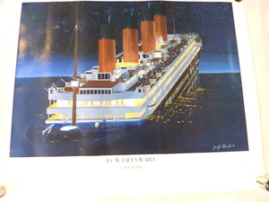 Rare TITANIC Art Poster Print "BOW TAKES WATER " Art by Jennifer Edward 2 SIGNED - Picture 1 of 8