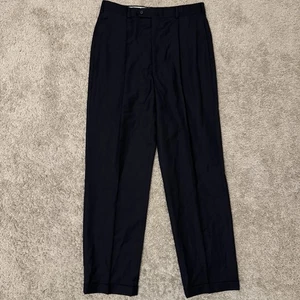 Tommy Hilfiger Dress Pants Mens 33x33 Black Fade Striped Cuffed Pleated Trousers - Picture 1 of 8