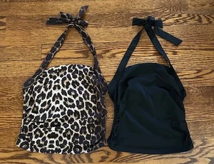 SET OF 2 SOLY HUX GIRLS KIDS LEOPAR PRINT AND Black HALTER TOPS SIZE 9 YEARS OL - Picture 1 of 6