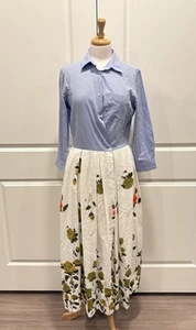 Sara Roka Blumen Midi Shirt Kleid Gr 44 US 8 Made In Italy 100% Baumwolle Sommer - Bild 1 von 8