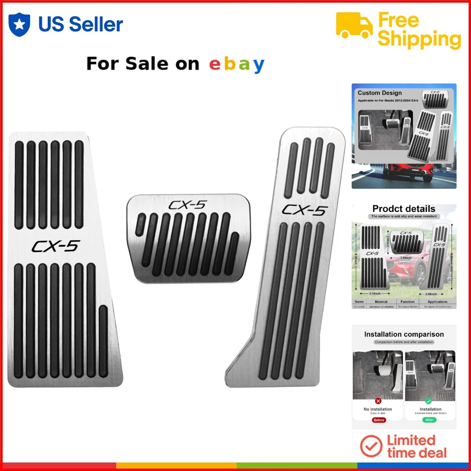 Kit de cubierta de pedal de aluminio para Mazda CX-5 2013-2025 antideslizante fácil instalación Foto 1 de 4