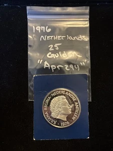1976 Netherlands 25 Gulden Silver “apr294” 25G Silver - Picture 1 of 21