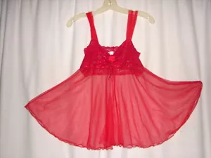 Camisón vintage rojo de gasa transparente muñeca bebé Fredericks of Hollywood talla S  - Imagen 1 de 5